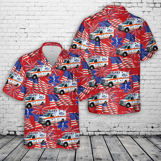 4Th Of July Hawaiian Shirts, Bell Ambulance Milwaukee Wisconsin 4th Of July Hawaiian Shirt, Hawaiian Beach Shirts For Men Women