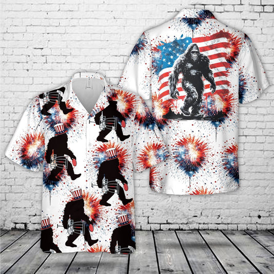 4Th Of July Hawaiian Shirts, Bigfoot Sasquatch Disc Golf 4th Of July Hawaiian Shirt, Hawaiian Beach Shirts For Men Women