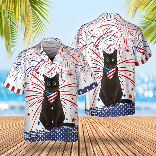 4Th Of July Hawaiian Shirts, Black Cat Fireworks 4Th Of July Hawaiian Shirts Black Cat Merchandise Gifts