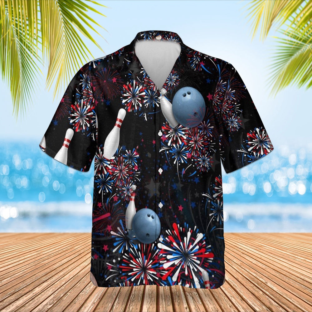 4Th Of July Hawaiian Shirts, Bowling Fireworks Of 4Th July Hawaiian Shirt Happy Independence Day Bowling Gifts For Him