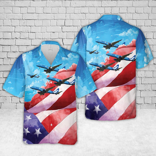 4Th Of July Hawaiian Shirts, Breeze Airways E190 4Th Of July Hawaiian Shirt, Military Aloha Shirts