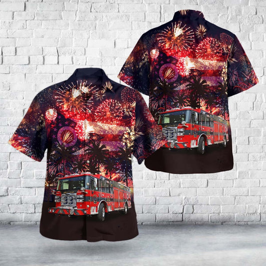 4Th Of July Hawaiian Shirts, Brilliant Ohio Brilliant Fire Department 4Th Of July Hawaiian Shirt, Hawaiian Firefighter Shirts