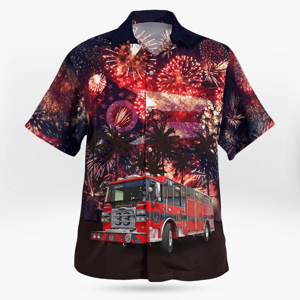 4Th Of July Hawaiian Shirts, Brilliant, Ohio, Brilliant Fire Department Hawaii Shirts