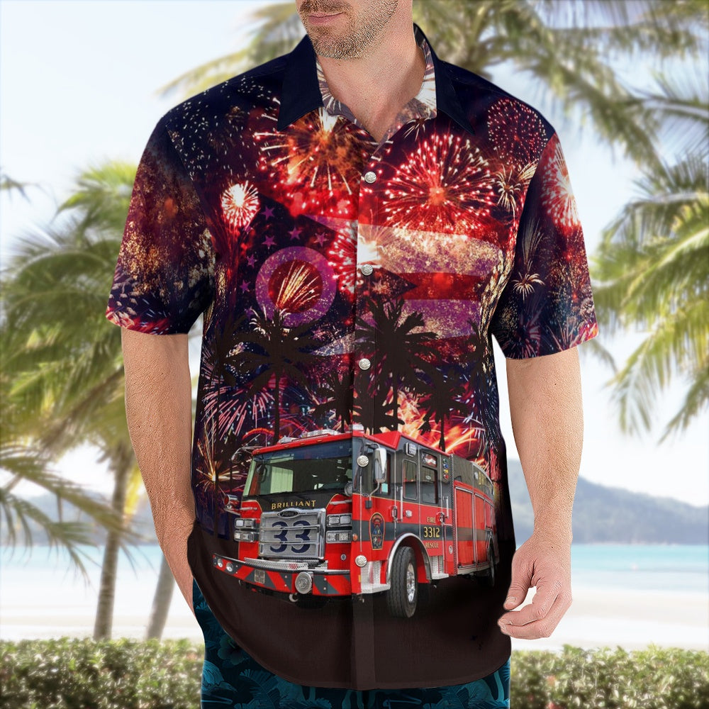 4Th Of July Hawaiian Shirts, Brilliant, Ohio, Brilliant Fire Department Hawaii Shirts