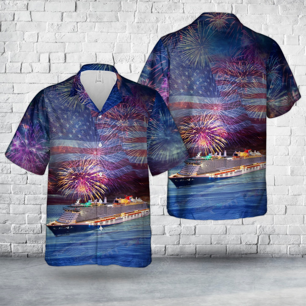 4Th Of July Hawaiian Shirts, Carnival Cruise Line'S Mardi Gras 4Th Of July Hawaiian Shirt, Military Aloha Shirts