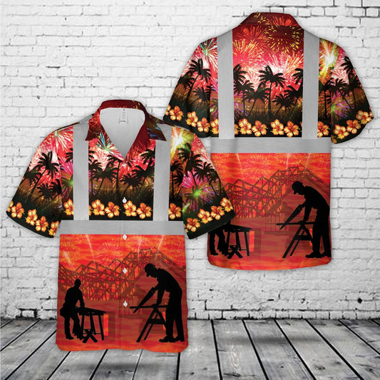 4Th Of July Hawaiian Shirts, Carpenter Tropical 4th Of July Hawaiian Shirt, Hawaiian Beach Shirts For Men Women