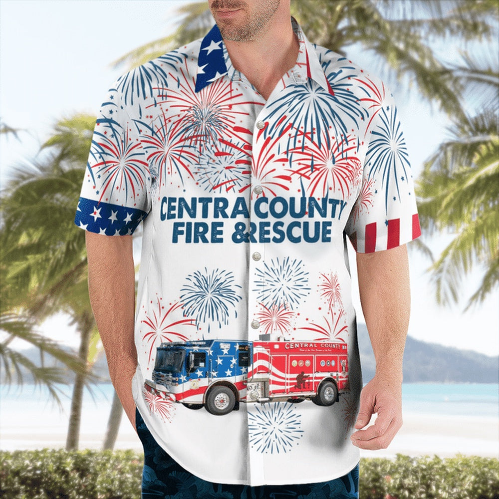 4Th Of July Hawaiian Shirts, Central County Fire & Rescue, Missouri 4Th Of July Hawaiian Shirtss