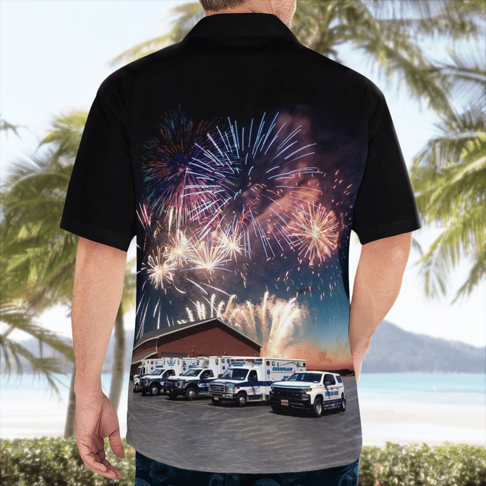 4Th Of July Hawaiian Shirts, Champlain-Mooers Volunteer Ambulance Service, 4Th Of July Hawaii Shirt