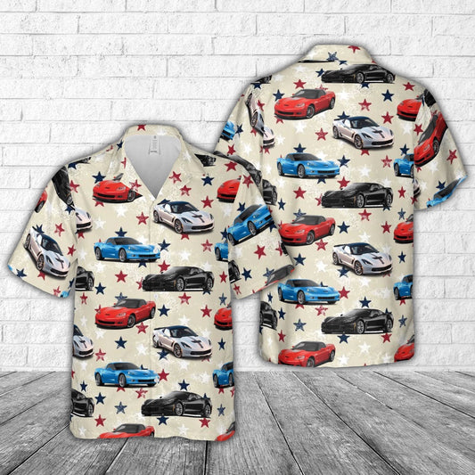4Th Of July Hawaiian Shirts, Chevrolet Corvette (C6) 4th Of July Hawaiian Shirt, Hawaiian Beach Shirts For Men Women