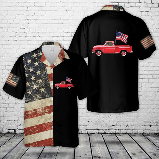 4Th Of July Hawaiian Shirts, Chevy 1964 C10 4th Of July Hawaiian Shirt, Hawaiian Beach Shirts For Men Women