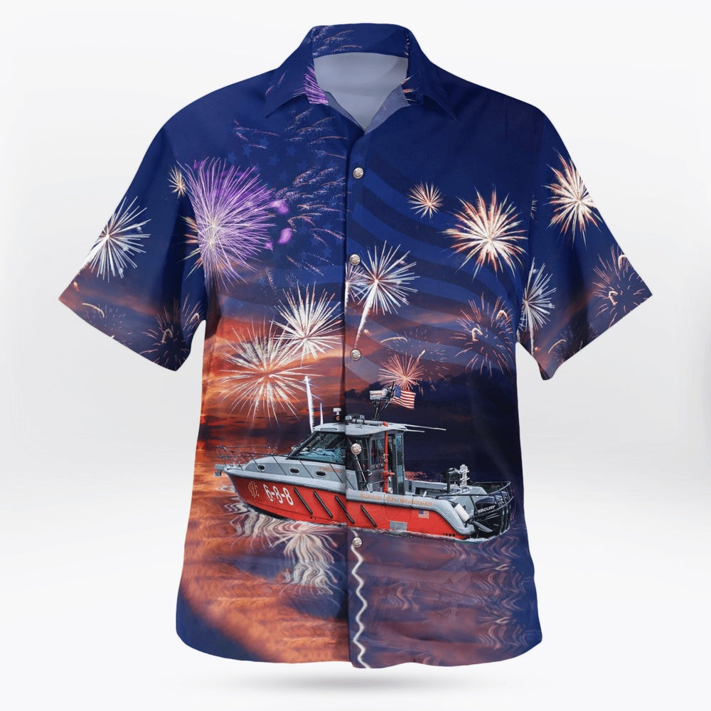 4Th Of July Hawaiian Shirts, Chicago Fire Department Eugene Blackmon 4Th Of July Hawaiian Shirts