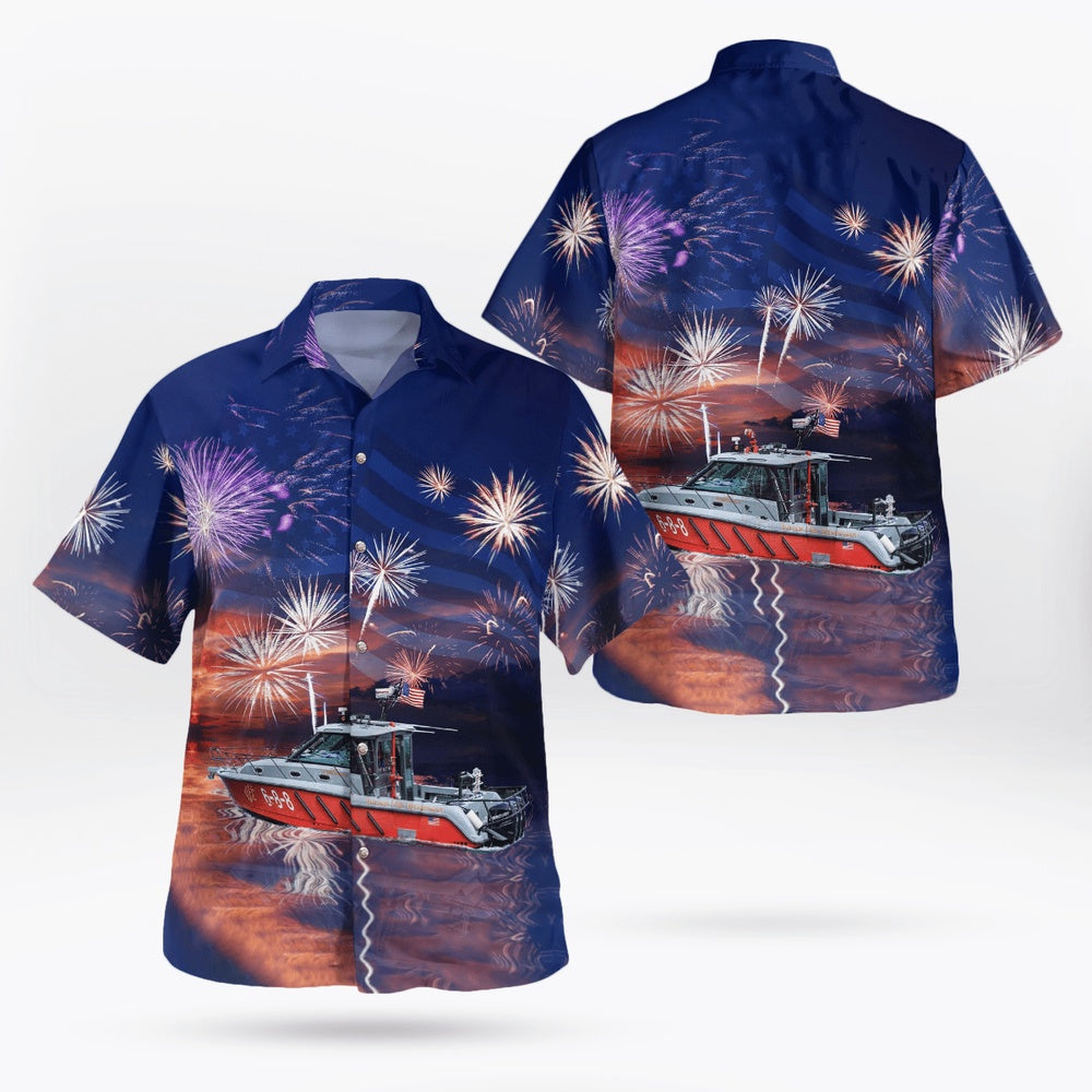 4Th Of July Hawaiian Shirts, Chicago Fire Department Eugene Blackmon 4Th Of July Hawaiian Shirts