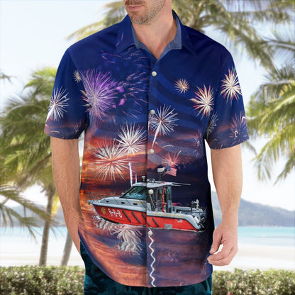4Th Of July Hawaiian Shirts, Chicago Fire Department Eugene Blackmon 4Th Of July Hawaiian Shirts