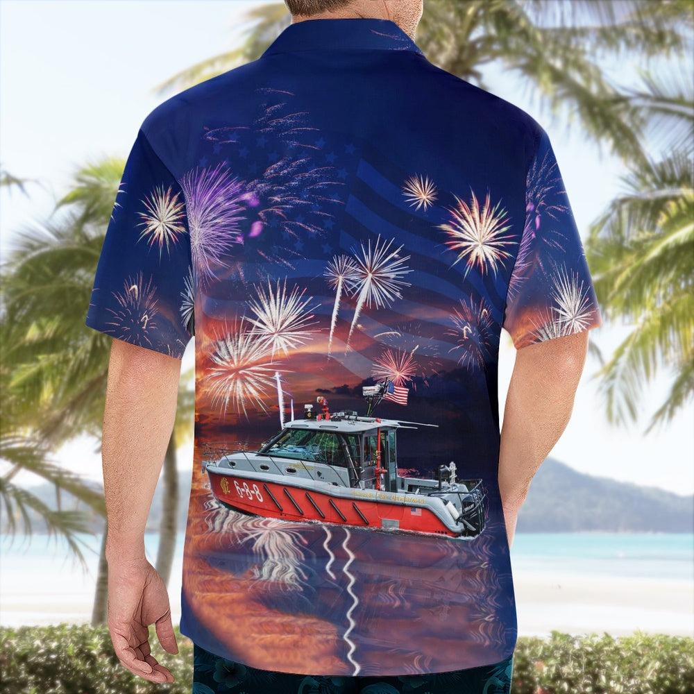 4Th Of July Hawaiian Shirts, Chicago Fire Department Eugene Blackmon 4Th Of July Hawaiian Shirts