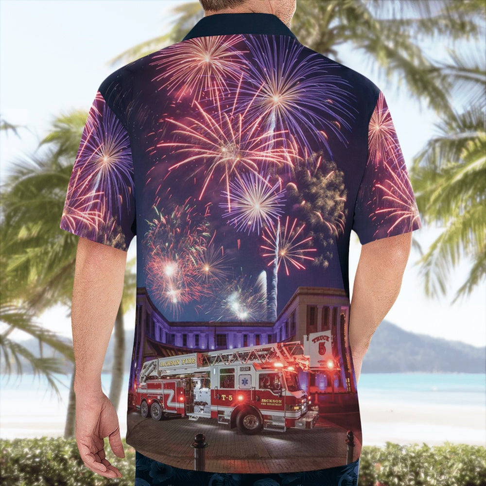 4Th Of July Hawaiian Shirts, City Of Jackson, Tn - Fire Department Hawaii Shirts