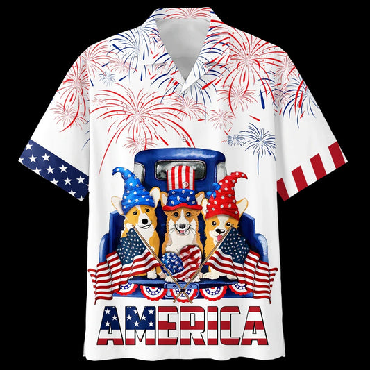 4Th Of July Hawaiian Shirts, Corgi 4Th Of July Hawaiian Shirts- Independence Day Hawaiian Shirt