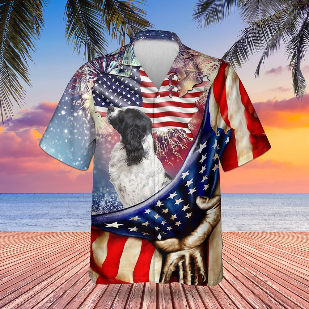 4Th Of July Hawaiian Shirts, English Springer Spaniel 4Th Of July Hawaiian Shirts USA Flag Dog Happy Independence Day
