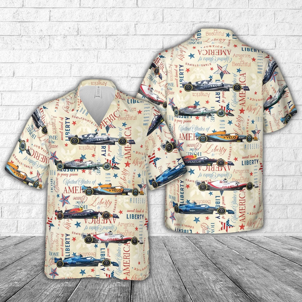 4Th Of July Hawaiian Shirts, F1 Formula One Teams 2022 4Th Of July Hawaiian Shirt, Military Aloha Shirts