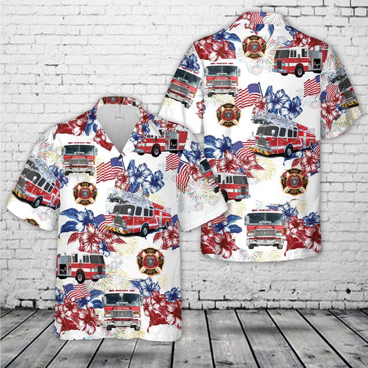 4Th Of July Hawaiian Shirts, Firefighter Fire Truck 5 4Th Of July Hawaiian Shirt, Hawaiian Firefighter Shirts