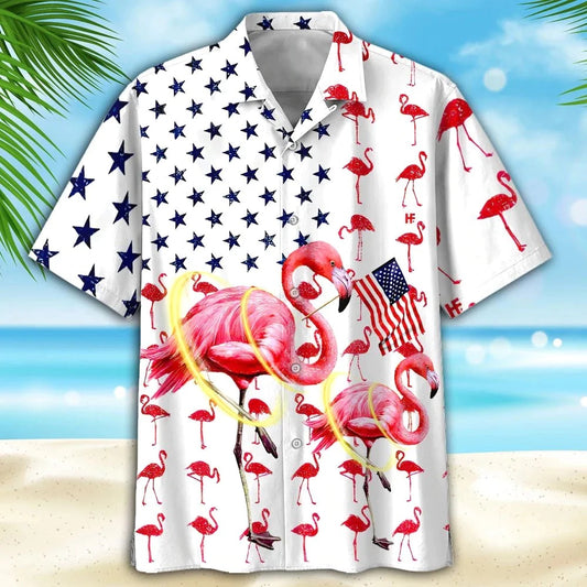 4Th Of July Hawaiian Shirts, Flamingo 4Th Of July Hawaiian Shirts - Independence Day Is Coming, Hawaiian Shirt For Men