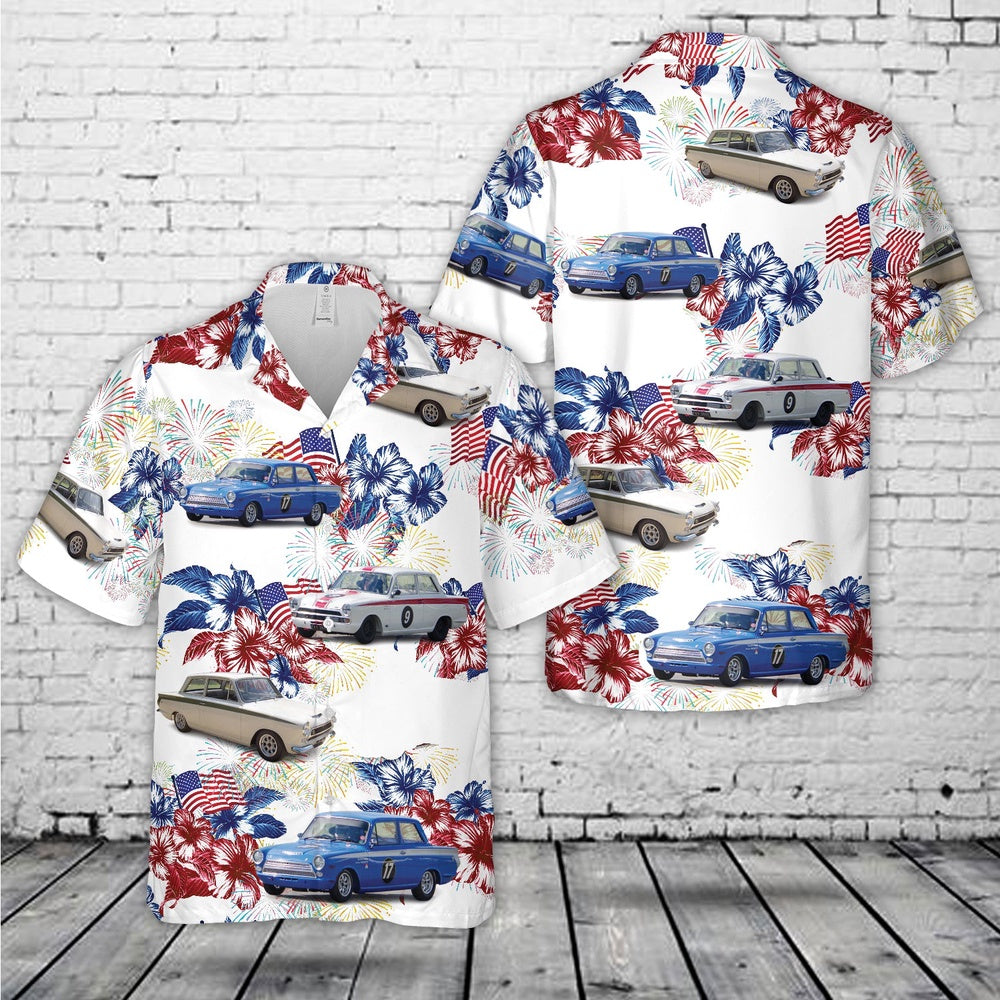 4Th Of July Hawaiian Shirts, Ford Lotus Cortina Mk1 1964 4Th Of July Hawaiian Shirt, Military Aloha Shirts