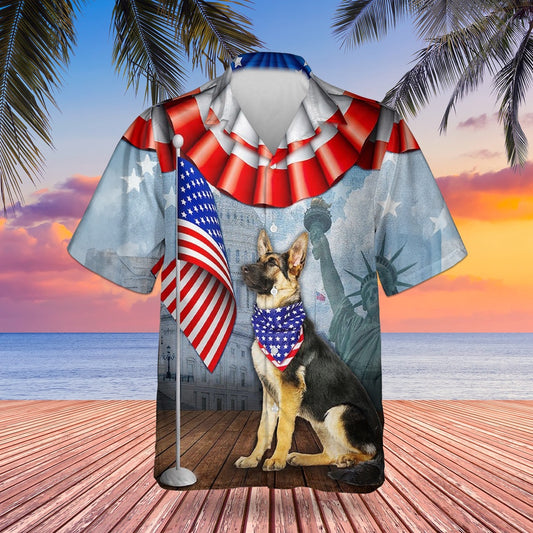 4Th Of July Hawaiian Shirts, German Shepherd 4Th Of July Hawaiian Shirts Independence Day Men's Summer Gifts