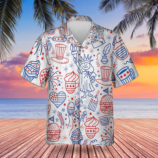 4Th Of July Hawaiian Shirts, Happy Independence Day Hawaiian Shirt Men's 4Th Of July Button Down Shirts