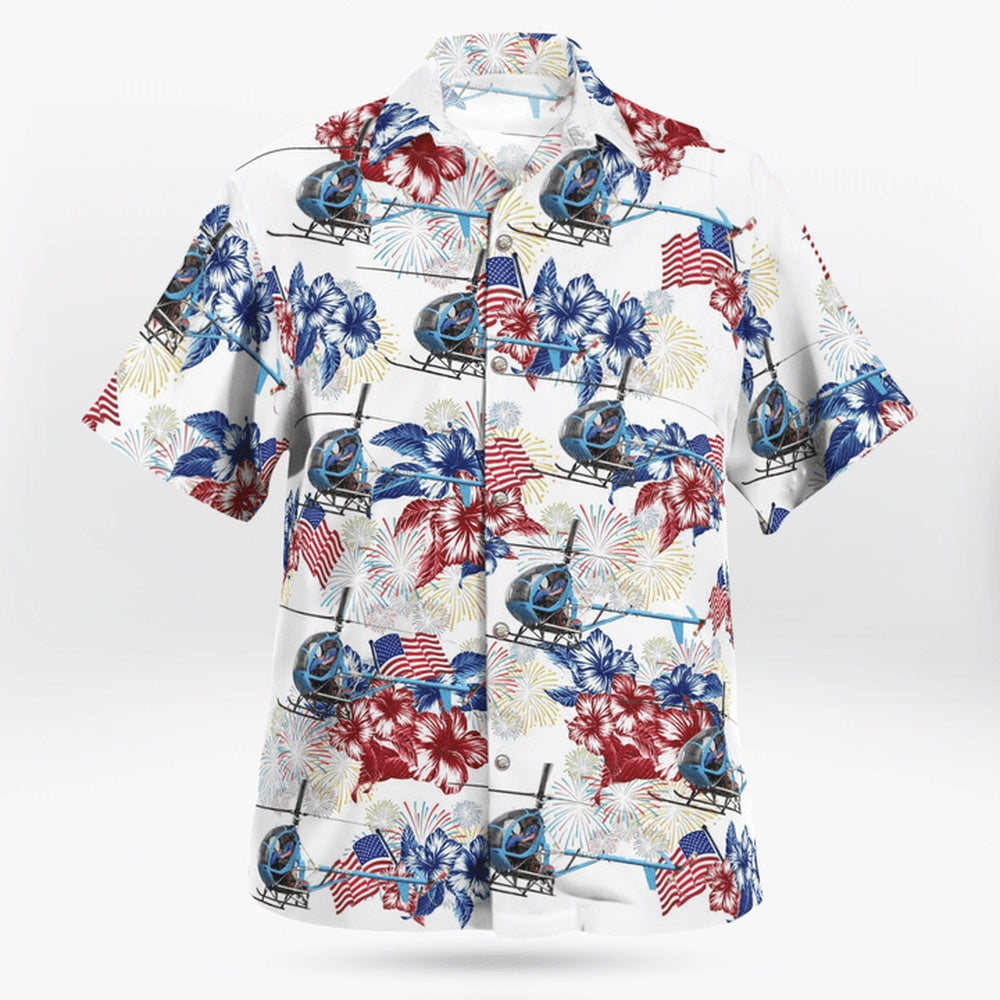 4Th Of July Hawaiian Shirts, Houston Police Department Hughes 269C - N7492F Hawaii Shirts
