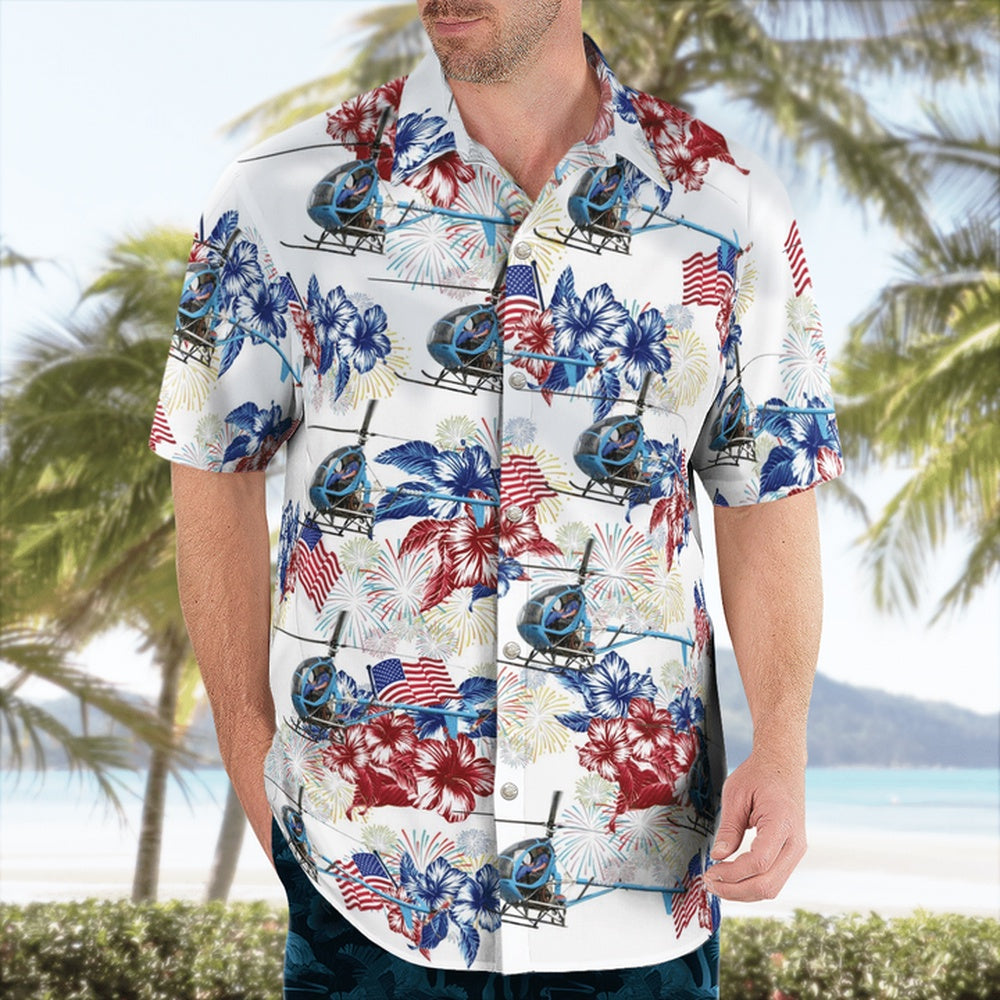 4Th Of July Hawaiian Shirts, Houston Police Department Hughes 269C - N7492F Hawaii Shirts