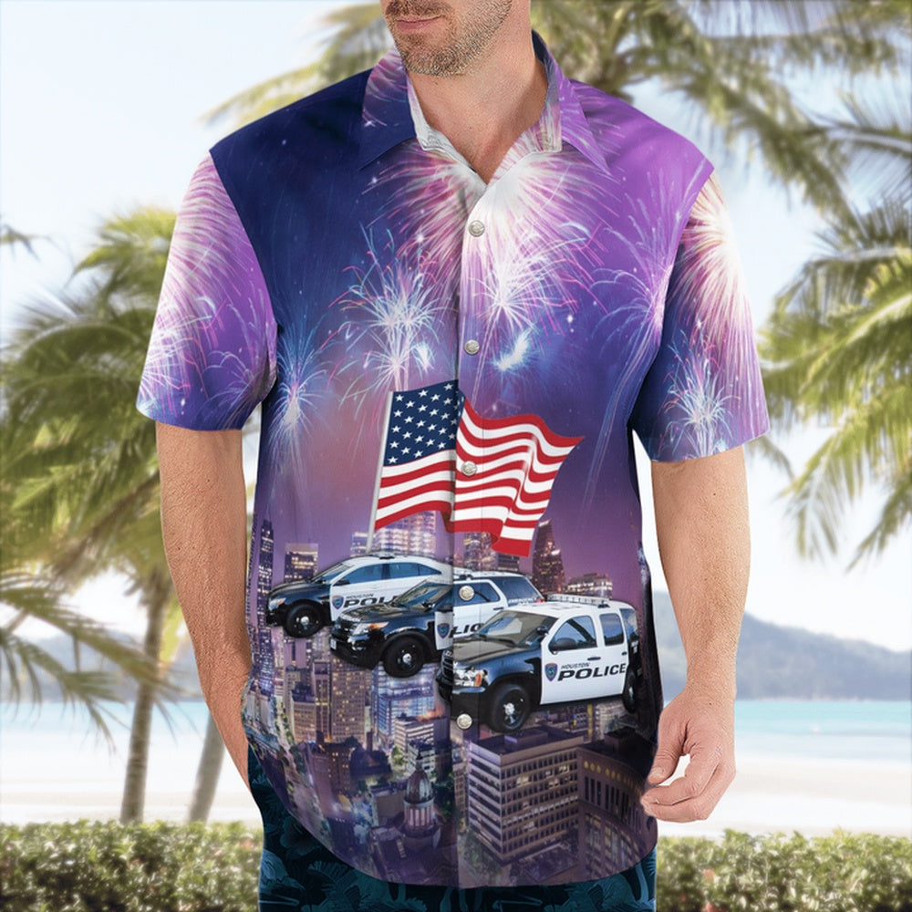 4Th Of July Hawaiian Shirts, Houston, Texas, Houston Police Department Hawaii Shirts