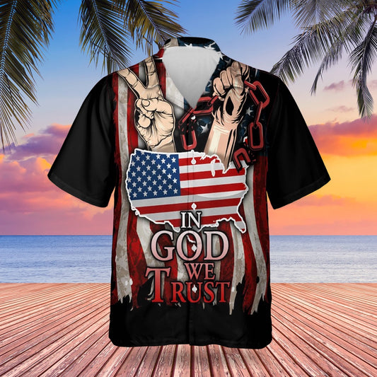 4Th Of July Hawaiian Shirts, In God We Trust 4Th Of July Hawaiian Shirts American Flag July 4Th Button Up Shirt