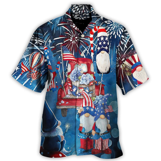 4Th Of July Hawaiian Shirts, Independence Day Cute Three Trio Gnome 4Th Of July Hawaiian Shirts
