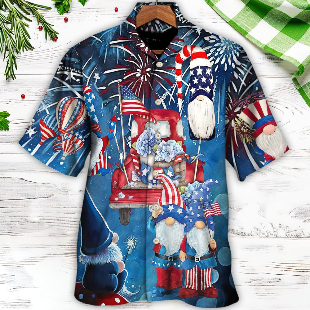4Th Of July Hawaiian Shirts, Independence Day Cute Three Trio Gnome 4Th Of July Hawaiian Shirts