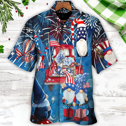 4Th Of July Hawaiian Shirts, Independence Day Cute Three Trio Gnome 4Th Of July Hawaiian Shirts