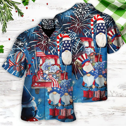 4Th Of July Hawaiian Shirts, Independence Day Cute Three Trio Gnome 4Th Of July Hawaiian Shirts