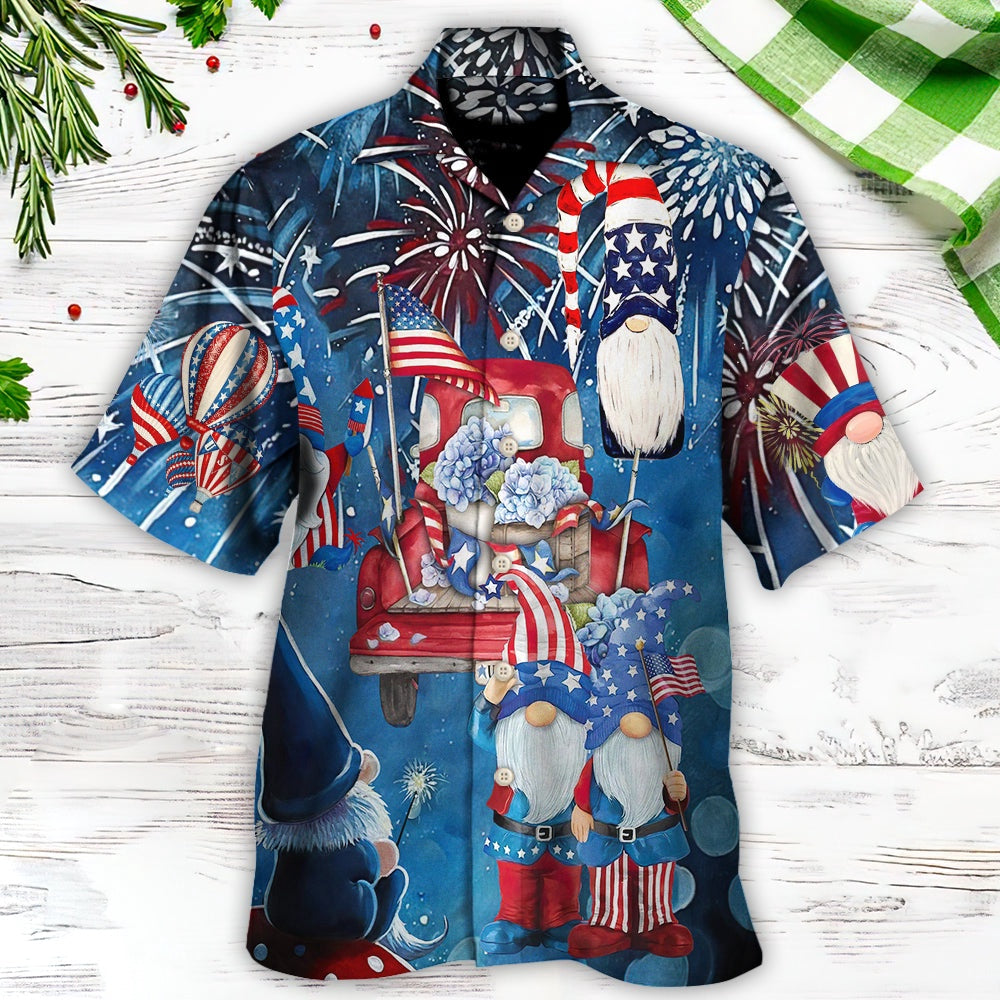 4Th Of July Hawaiian Shirts, Independence Day Cute Three Trio Gnome 4Th Of July Hawaiian Shirts