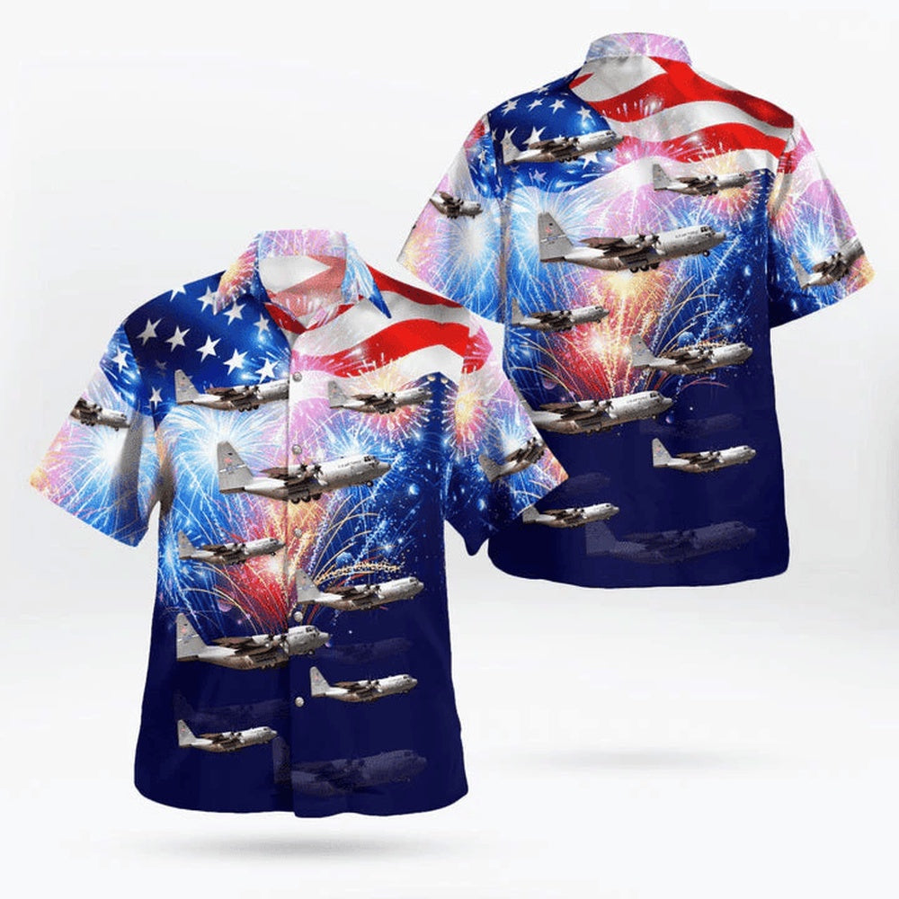 4Th Of July Hawaiian Shirts, Kentucky Air National Guard 165Th Airlift Squadron Lockheed C-130H Hercules