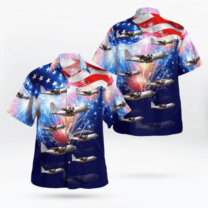 4Th Of July Hawaiian Shirts, Kentucky Air National Guard 165Th Airlift Squadron Lockheed C-130H Hercules