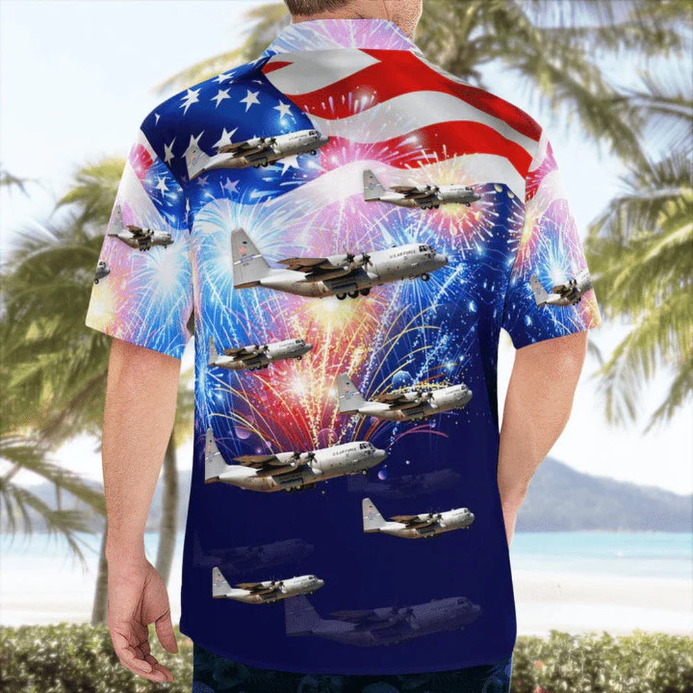 4Th Of July Hawaiian Shirts, Kentucky Air National Guard 165Th Airlift Squadron Lockheed C-130H Hercules