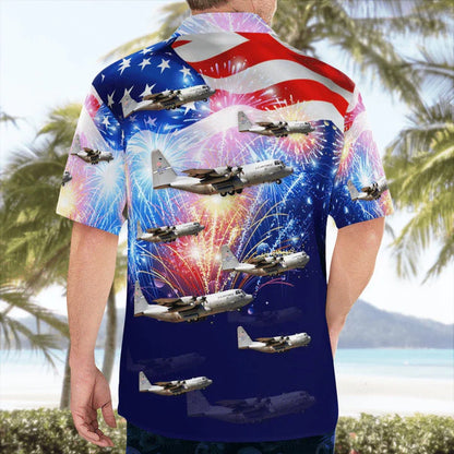 4Th Of July Hawaiian Shirts, Kentucky Air National Guard 165Th Airlift Squadron Lockheed C-130H Hercules