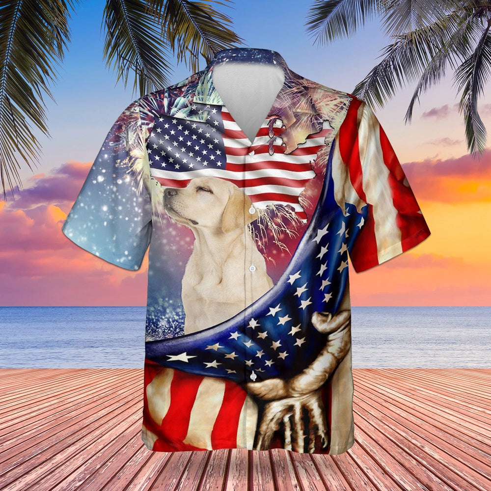 4Th Of July Hawaiian Shirts, Labrador Retriever 4Th Of July Hawaiian Shirts USA Flag Independence Day Dog Owner Gifts