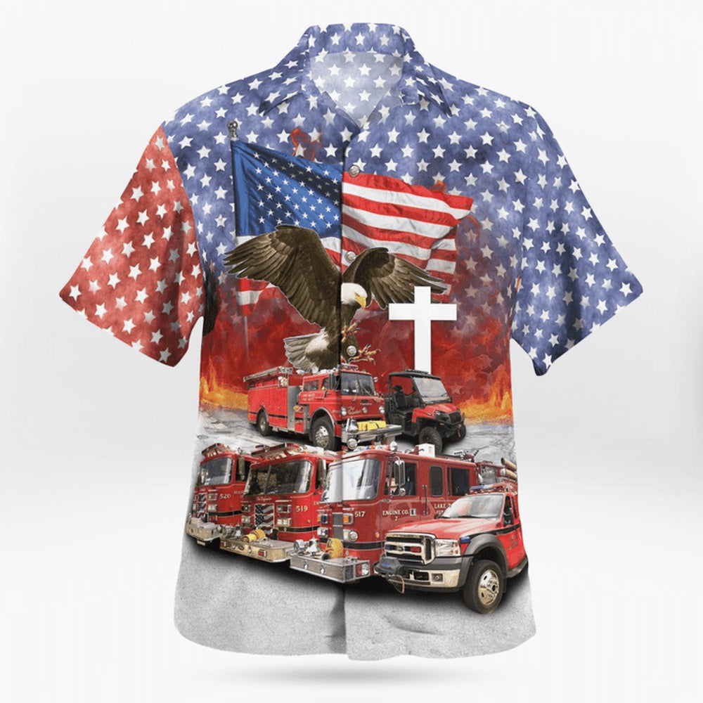 4Th Of July Hawaiian Shirts, Lake Bluff, Illinois, Lake Bluff Fire Department Hawaii Shirts