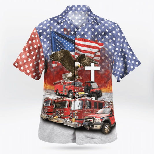 4Th Of July Hawaiian Shirts, Lake Bluff, Illinois, Lake Bluff Fire Department Hawaii Shirts