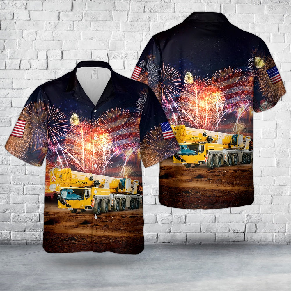 4Th Of July Hawaiian Shirts, Liebherr Telescopic Mobile Cranes LTM 1300-63 Crane Operator 4th Of July Hawaiian Shirt