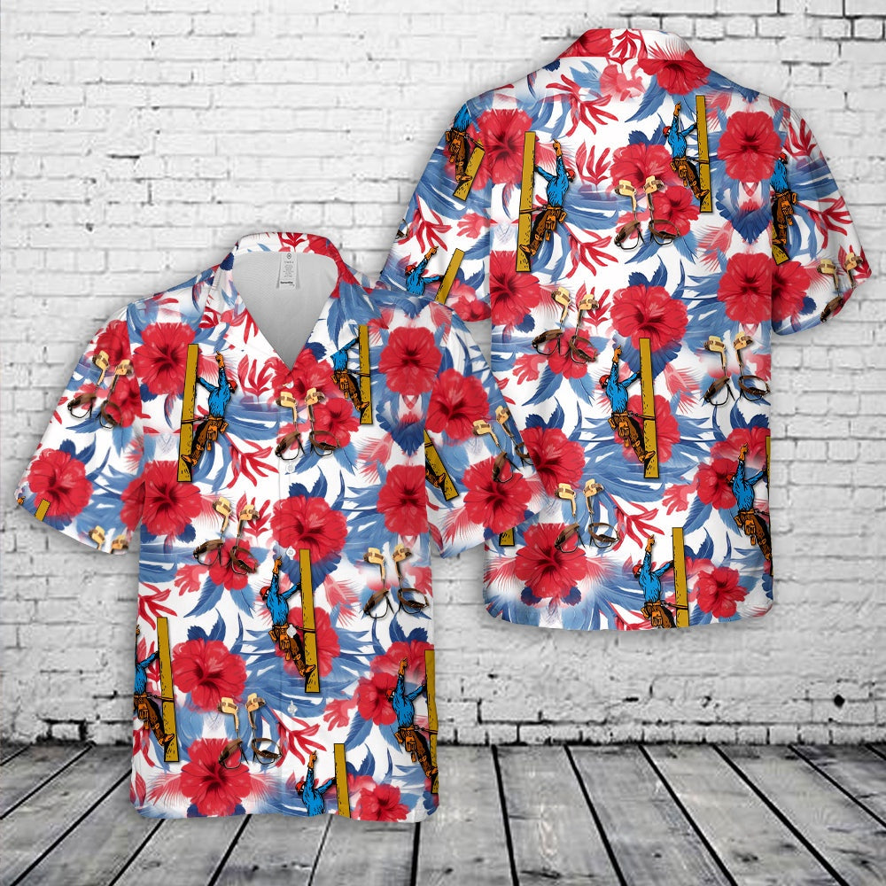 4Th Of July Hawaiian Shirts, Lineman Power Poles 4Th Of July Hawaiian Shirt, Military Aloha Shirts