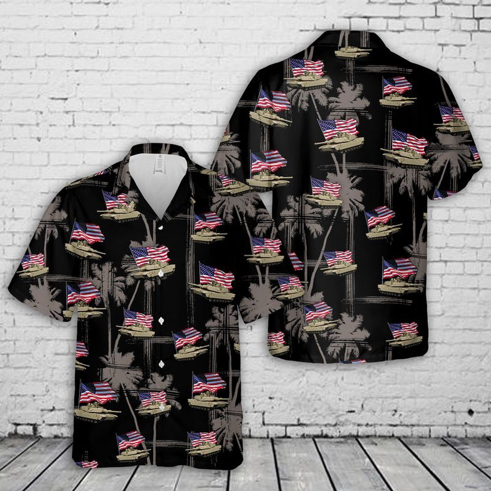 4Th Of July Hawaiian Shirts, M1 Abrams Tank 4Th Of July Hawaiian Shirt, Military Aloha Shirts