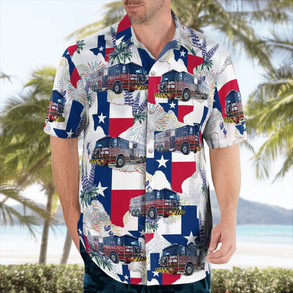 4Th Of July Hawaiian Shirts, Manchaca Fire Rescue, Austin, Texas 4Th Of July Hawaiian Shirts