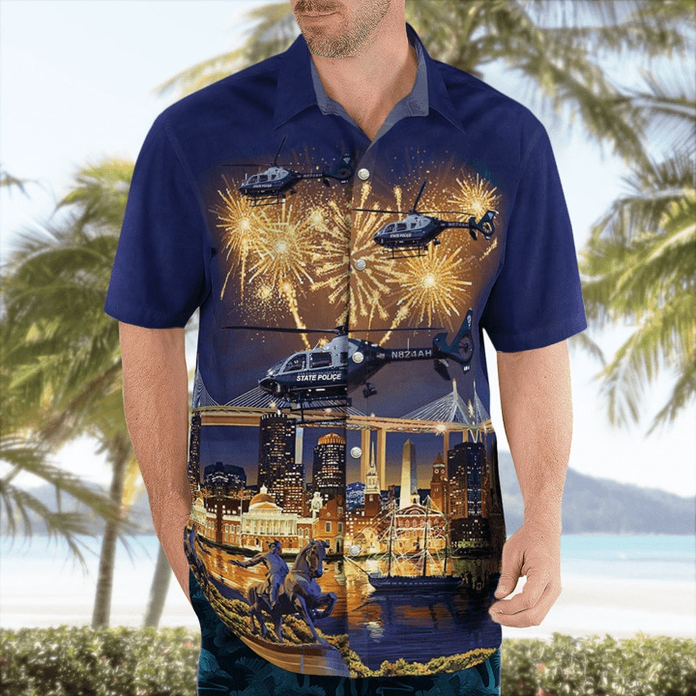 4Th Of July Hawaiian Shirts, Massachusetts State Police Eurocopter Ec 135T2 Hawaii Shirts