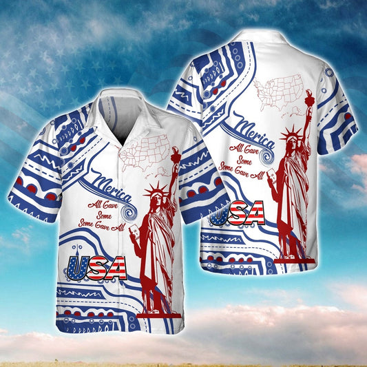 4Th Of July Hawaiian Shirts, Merica All Gave Some Some Gave All Hawaiian Shirt For Men's Button Up Shirt 4th Of July Gifts