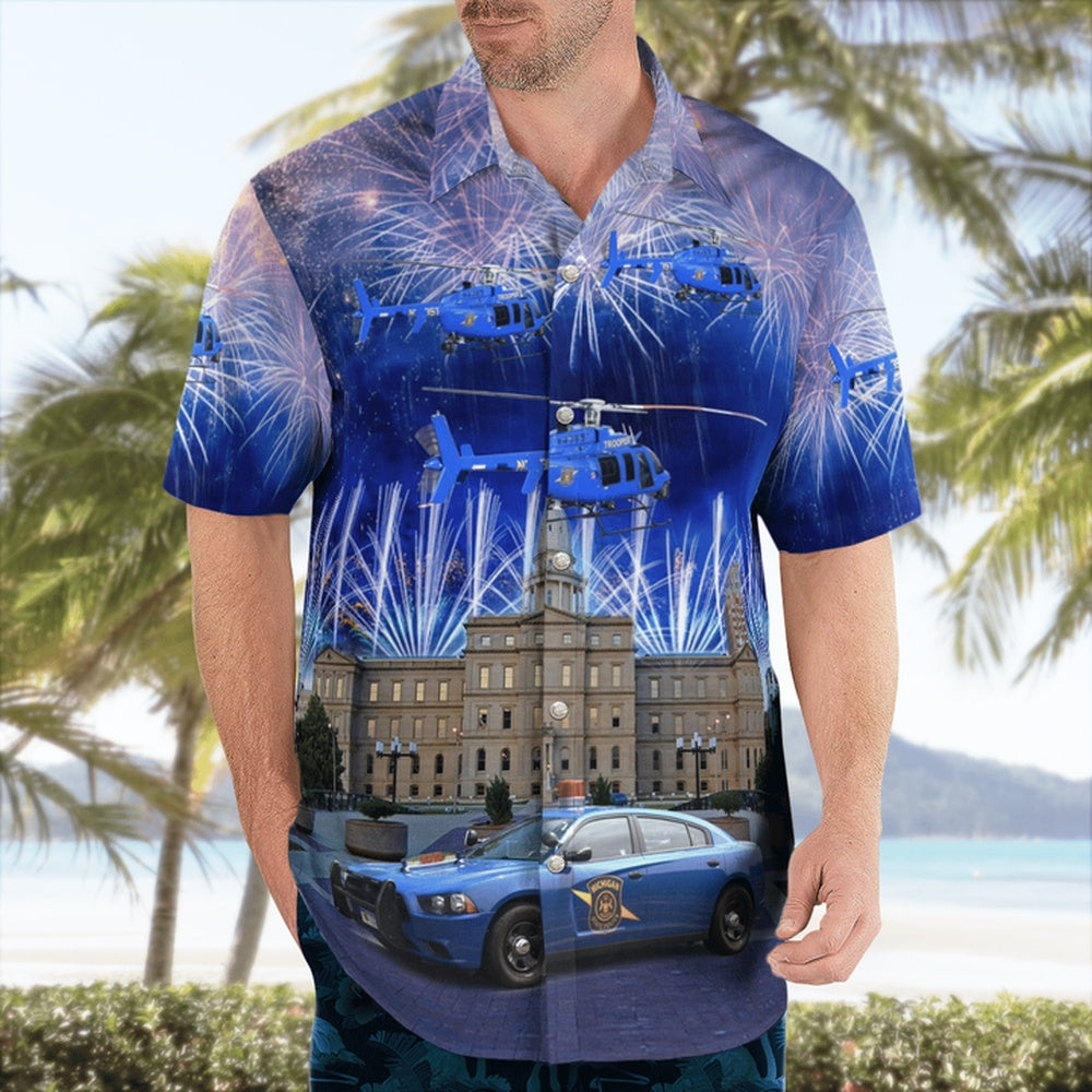 4Th Of July Hawaiian Shirts, Michigan State Police Hawaii Shirts